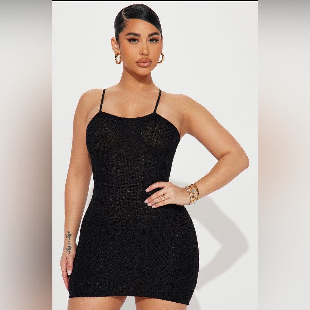 Knit Mini Dress (Black)